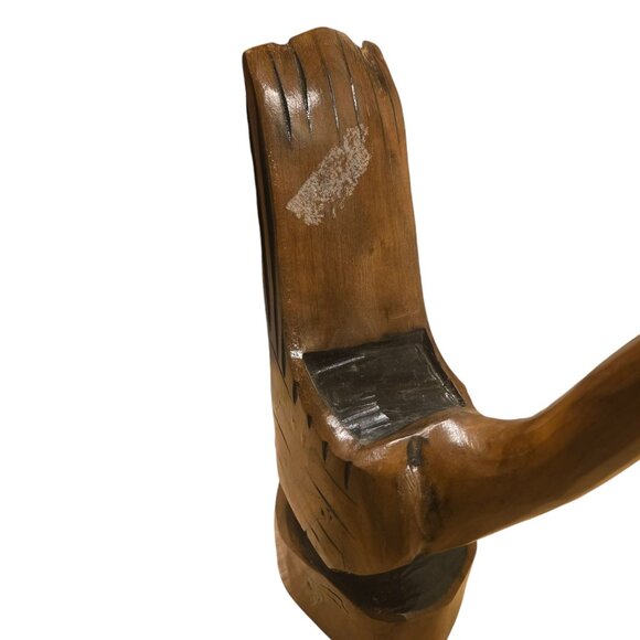 Hand Carved Wooden Crane Bird Sculpture 15 Inch AS IS Folk Art - Picture 16 of 16